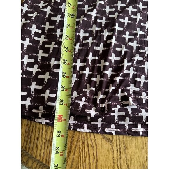 41 Hawthorn Faux Wrap Belted Dress Size Small Maroon All Over X Print Sleeveless - Picture 8 of 12